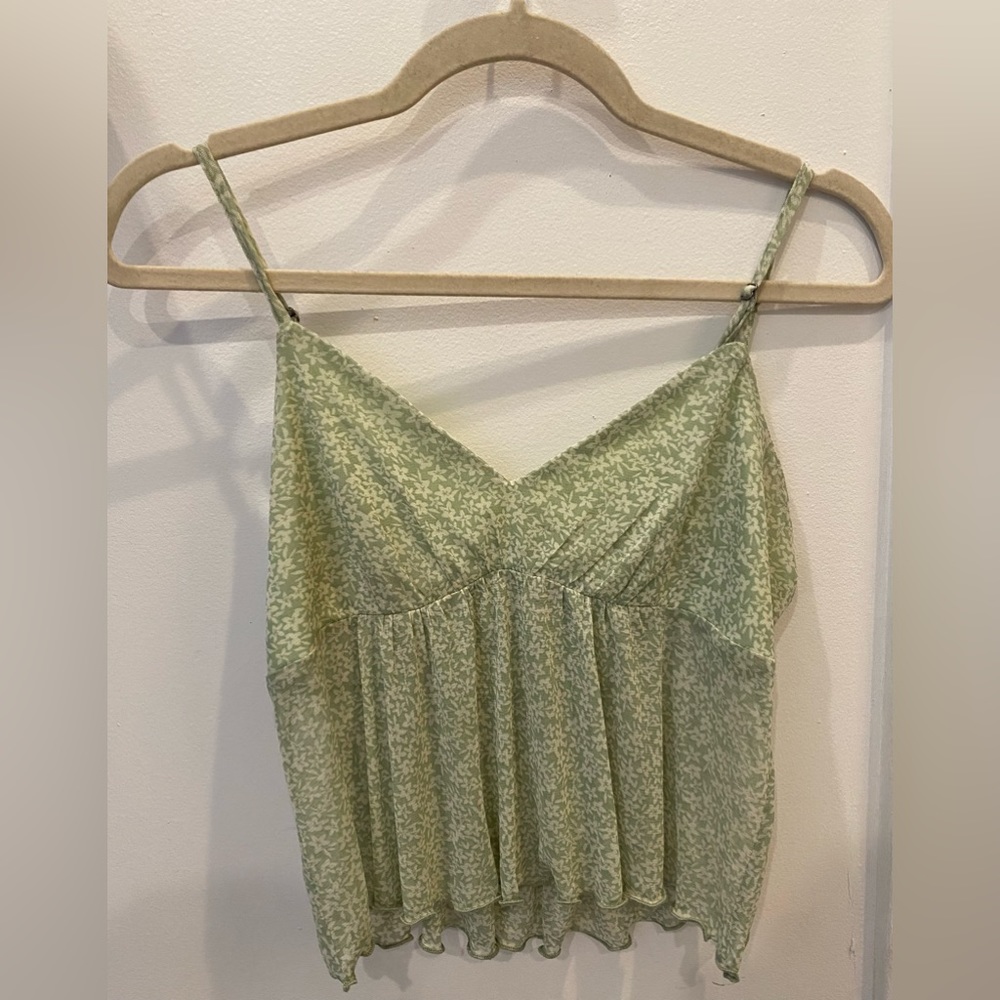 PacSun Sky and Sparrow Green Floral Tank